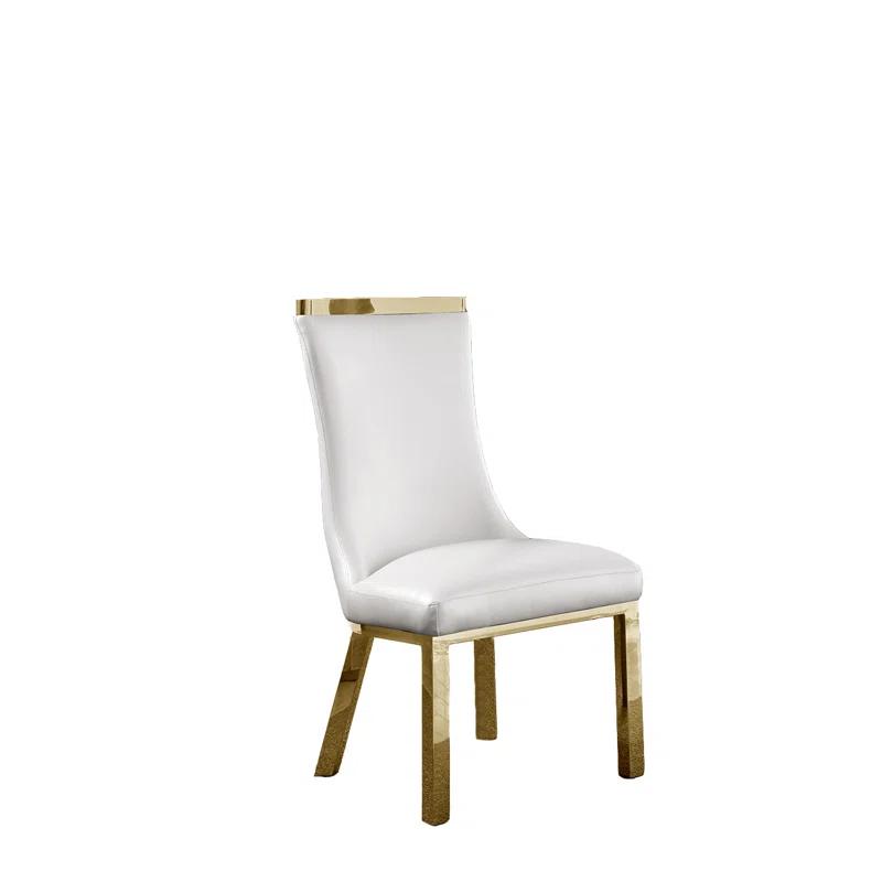 Mercer41 Felisia Solid Back Side White Faux Leather Parsons Chair (Set of 2)