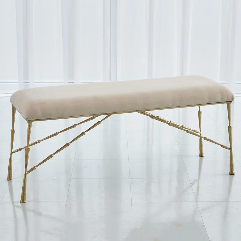 Spike Bench with Muslin Cushion in Antique Brass - Large