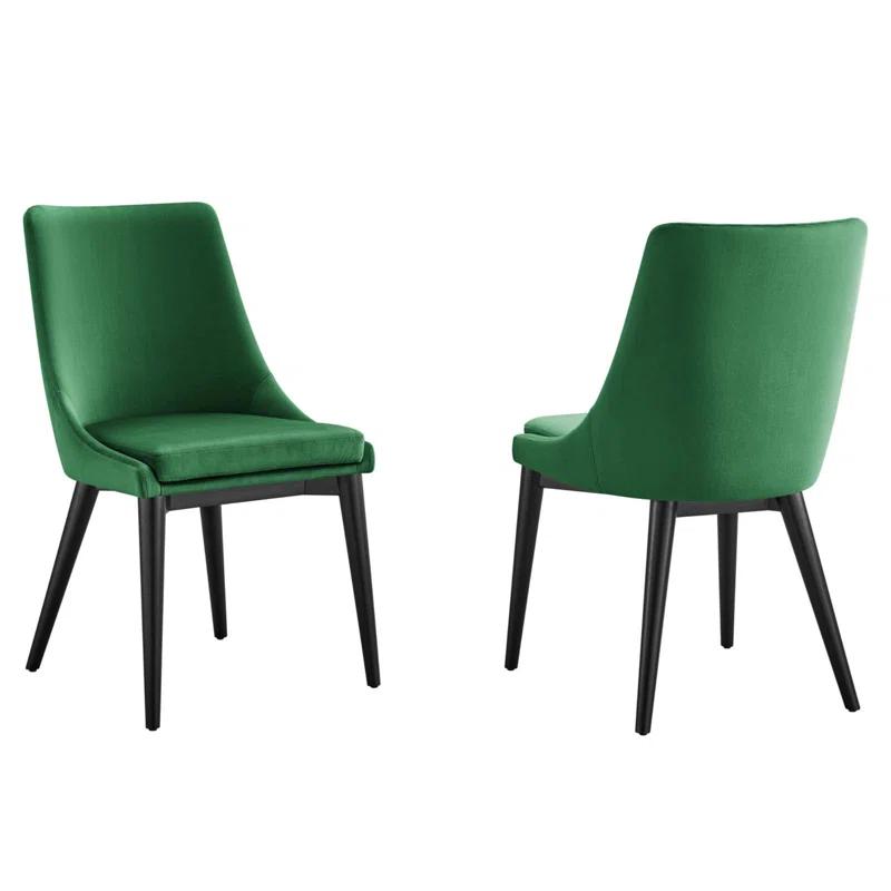 Emerald Velvet & Black Metal Frame Dining Chairs - Set of 2