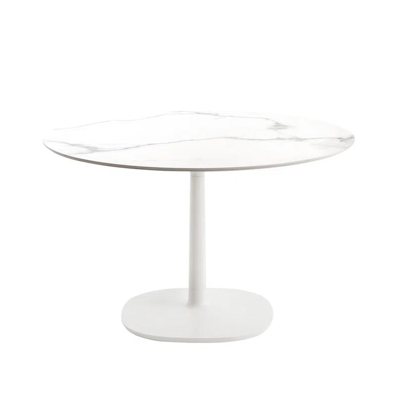 Kartell Multiplo Round Stone Top Metal Base Dining Table