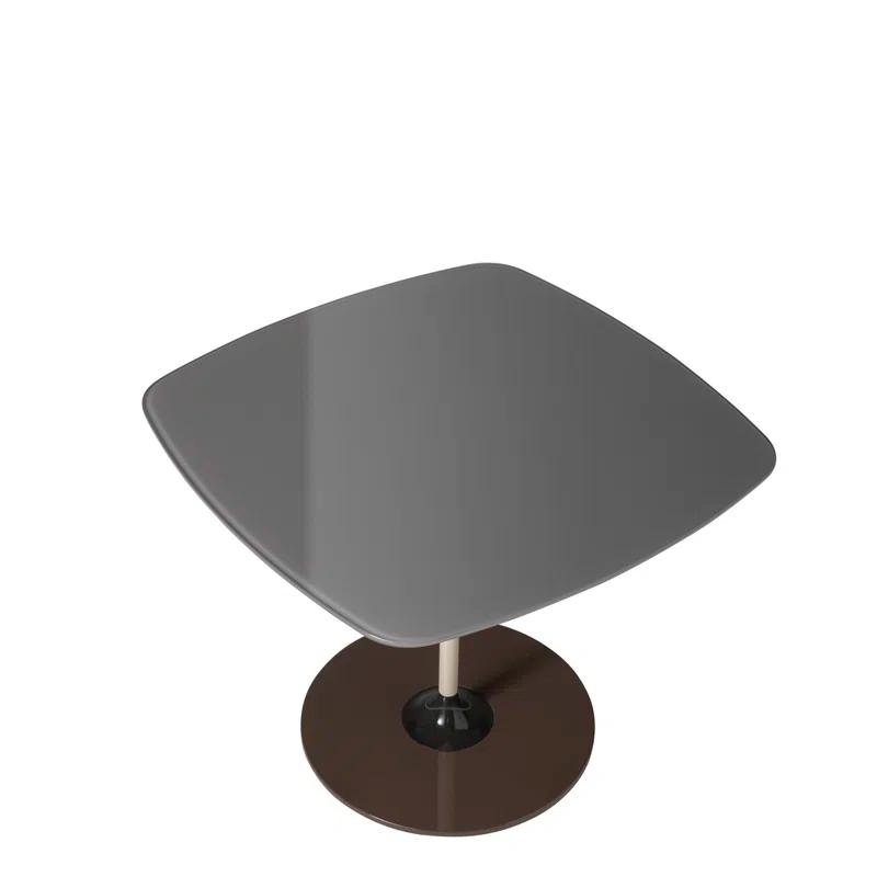 Lissoni Square Gray Glass & Metal Low Coffee Table