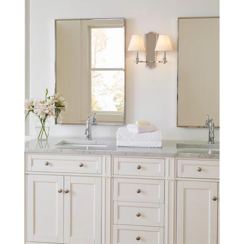 Elegant Burnished Brass Vanity Wall Sconce with Linen Shades