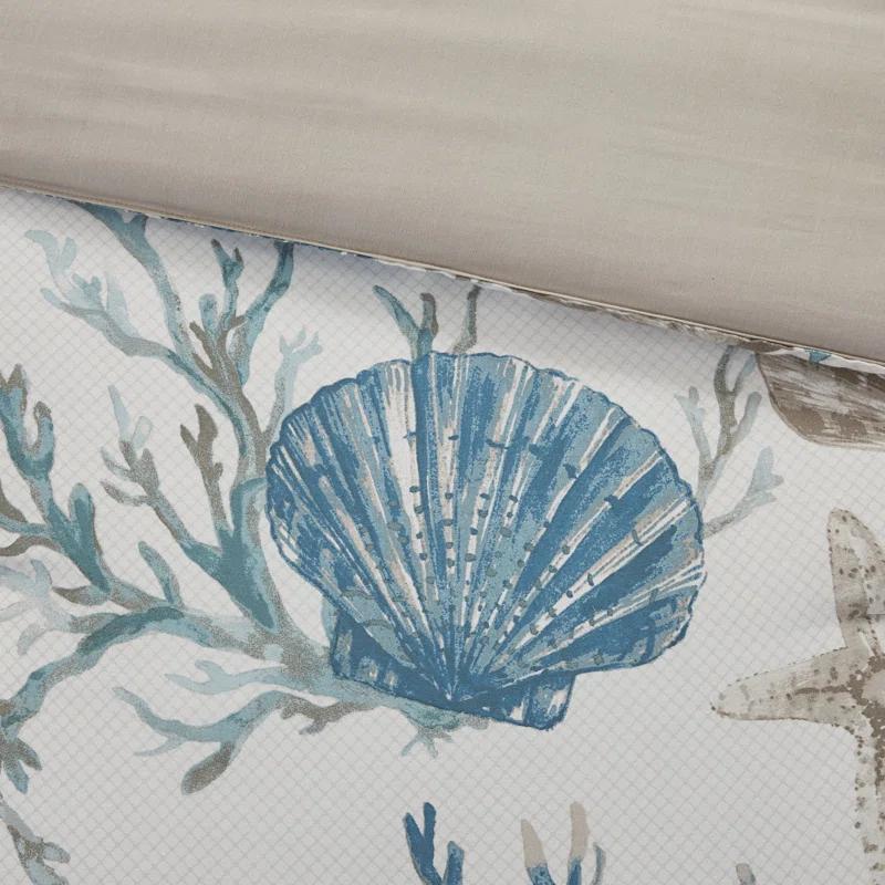 Pebble Beach 6 Piece Cotton Sateen Coastal Duvet Cover Set