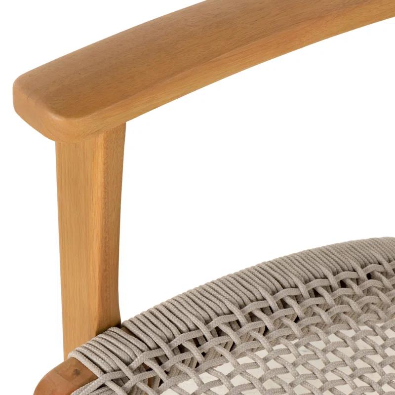 Novato 29.5" Light Gray Eucalyptus & Rope Outdoor Lounge Chair