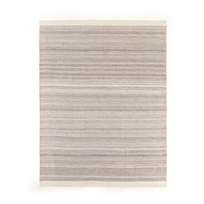 Tatevik Contemporary Striped Cotton Area Rug 8' x 10' in Gray and Beige