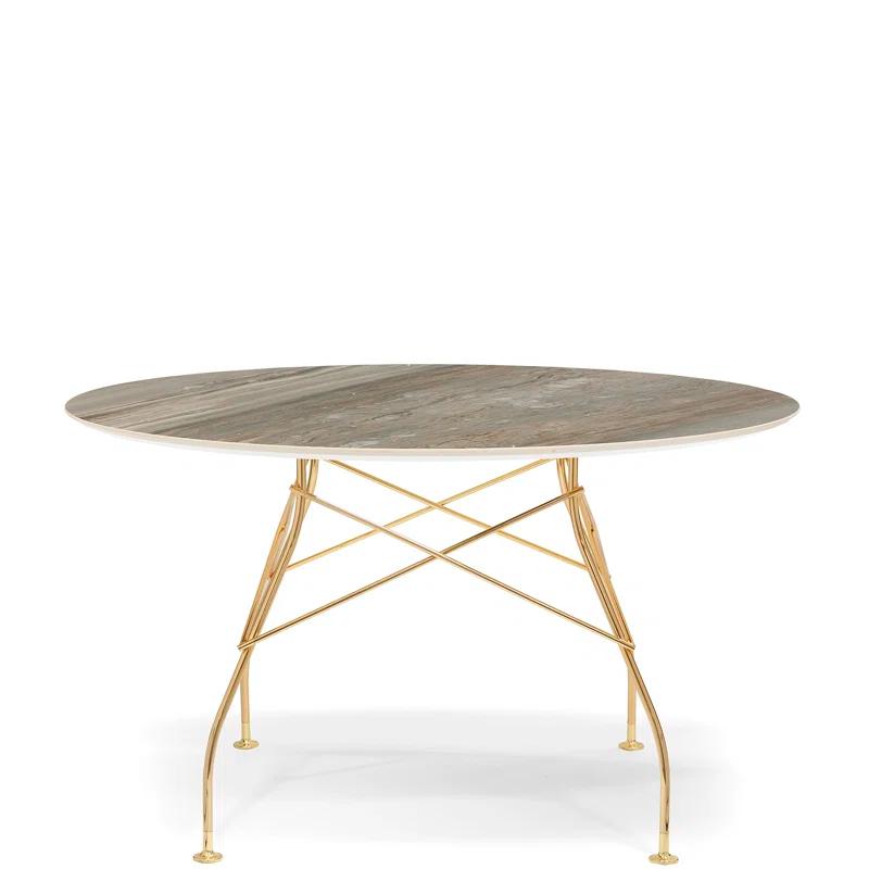 Citterio Luxe 50" Round Aged Bronze Marble Dining Table