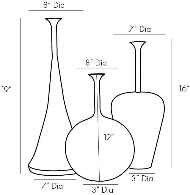 Gyles 7" Round Metal Decorative Table Vase Trio