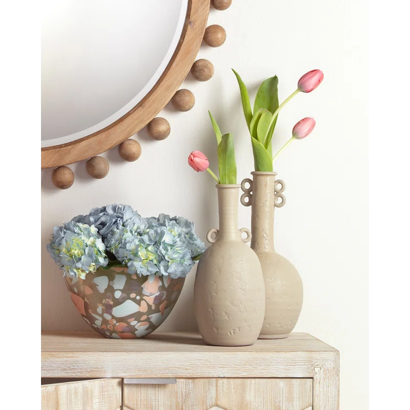 Jamie Young Co Large Transitional Ceramic Babar Vase in Beige