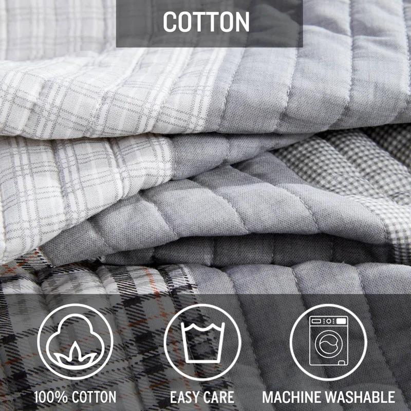 Fairview Twin Daybed Cotton Quilt Set in Dark Grey - Kids Unisex