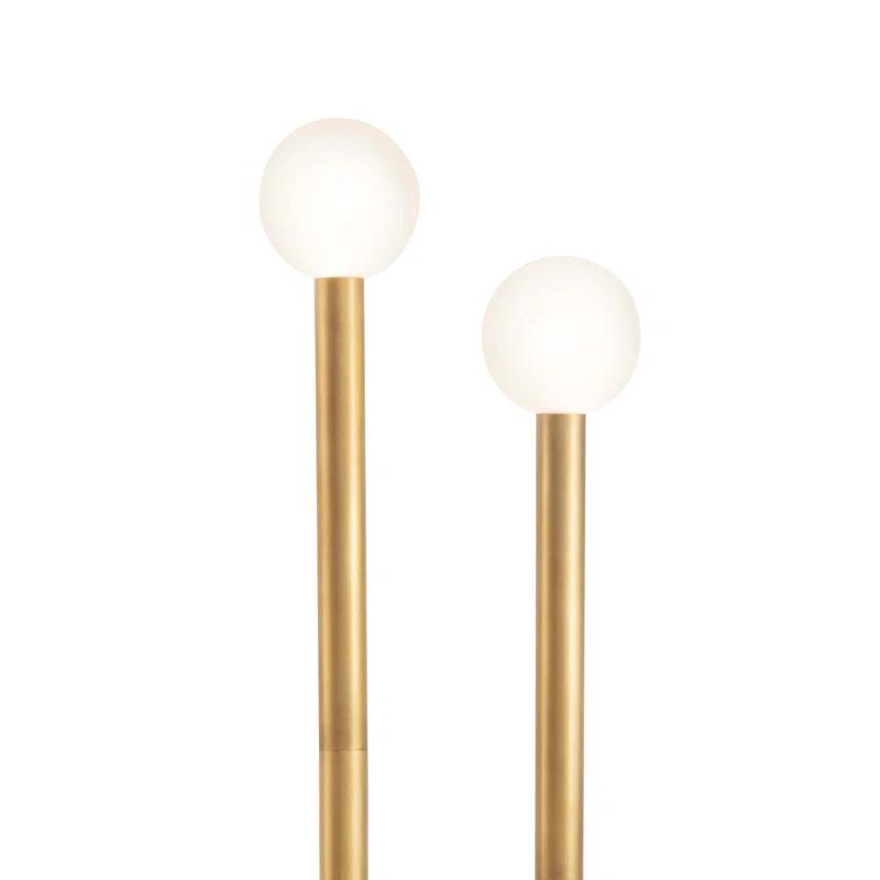 Happy Asymmetrical Natural Brass Floor Lamp with White Glass Globes