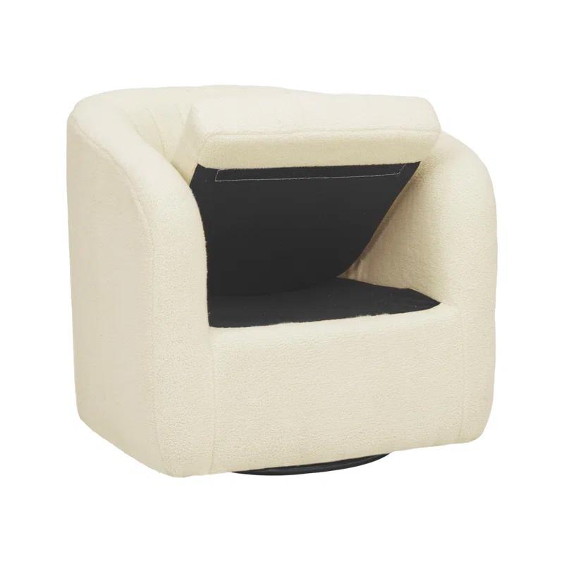 Latitude Run® Swivel Mid-Century Modern Accent Tub Chair with Faux Shearing Upholstery and Hidden Base