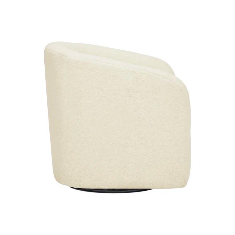 Latitude Run® Swivel Mid-Century Modern Accent Tub Chair with Faux Shearing Upholstery and Hidden Base