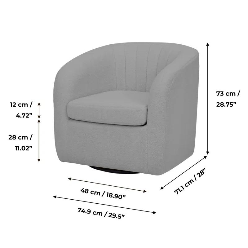 Latitude Run® Swivel Mid-Century Modern Accent Tub Chair with Faux Shearing Upholstery and Hidden Base