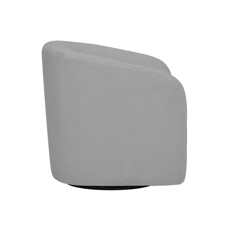 Latitude Run® Swivel Mid-Century Modern Accent Tub Chair with Faux Shearing Upholstery and Hidden Base
