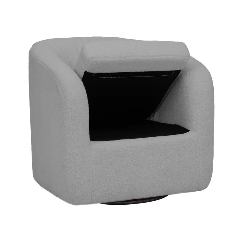 Latitude Run® Swivel Mid-Century Modern Accent Tub Chair with Faux Shearing Upholstery and Hidden Base