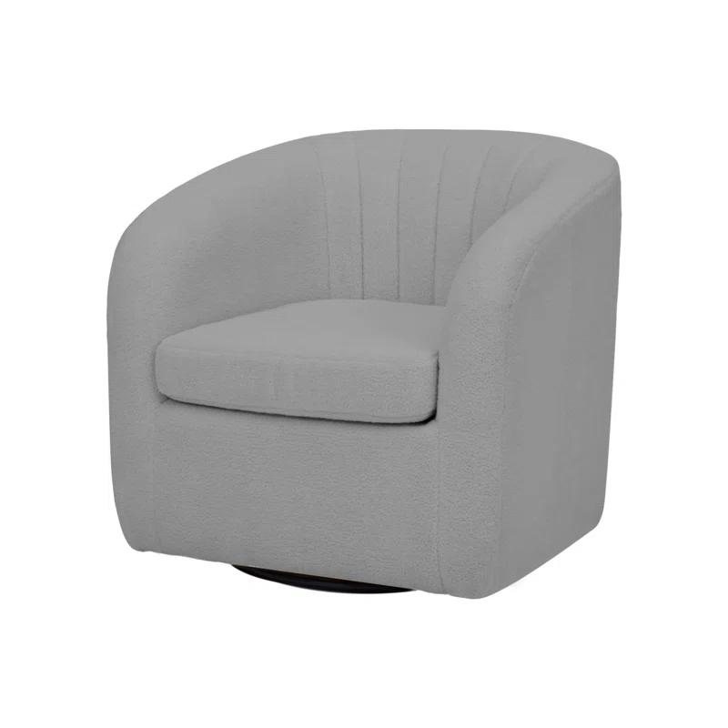 Latitude Run® Swivel Mid-Century Modern Accent Tub Chair with Faux Shearing Upholstery and Hidden Base
