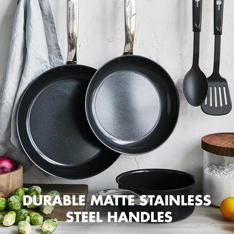 GreenPan GreenPan Chatham Black Prime Midnight Healthy Ceramic Nonstick, 5 Piece Cookware Set