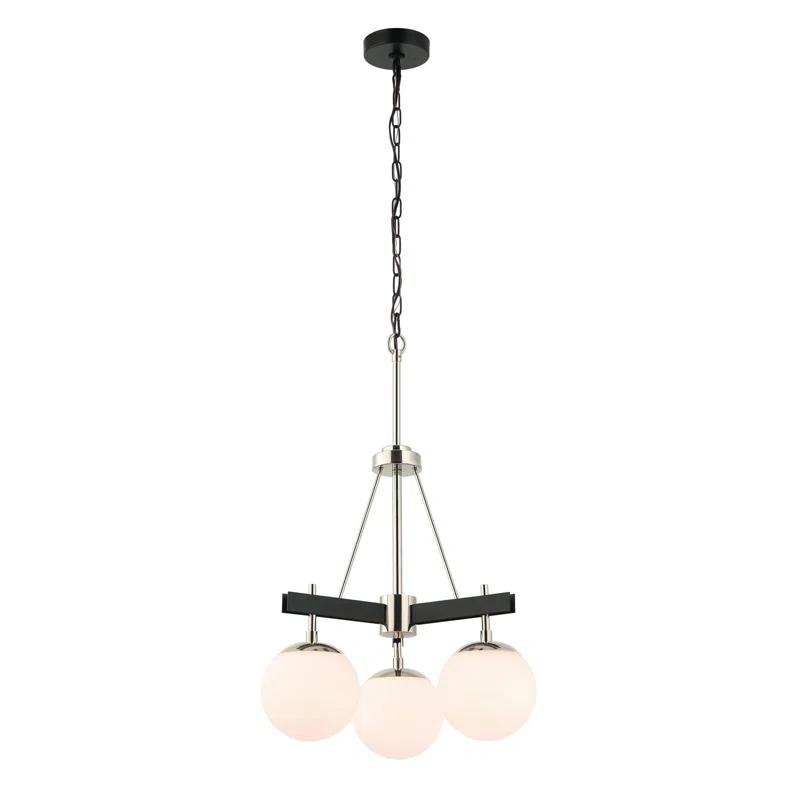 Allie Mini Sputnik Chandelier with White Glass Globes in Polished Nickel