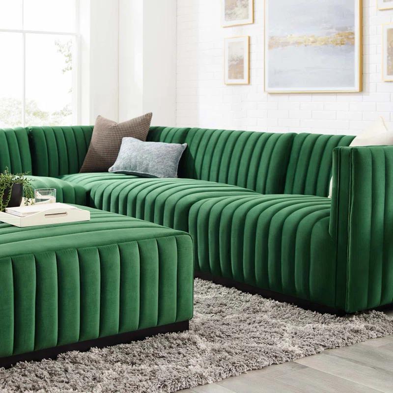 ESTETICA FURNITURE Modway Conjure Channel Tufted Performance Velvet 5-Piece Sectional