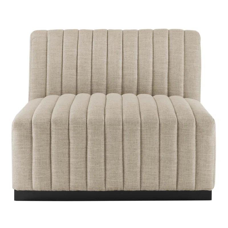 Elegant Black Gray Channel Tufted Velvet 3-Seater Sofa