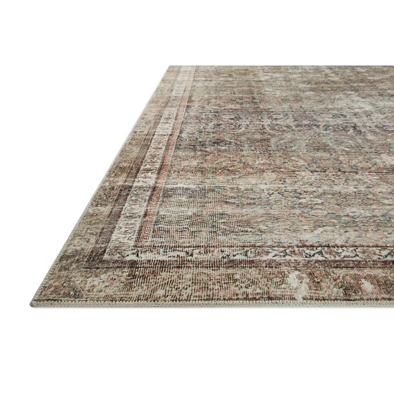 Jules Oriental Power Loomed Polyester Area Rug in Ink / Terracotta
