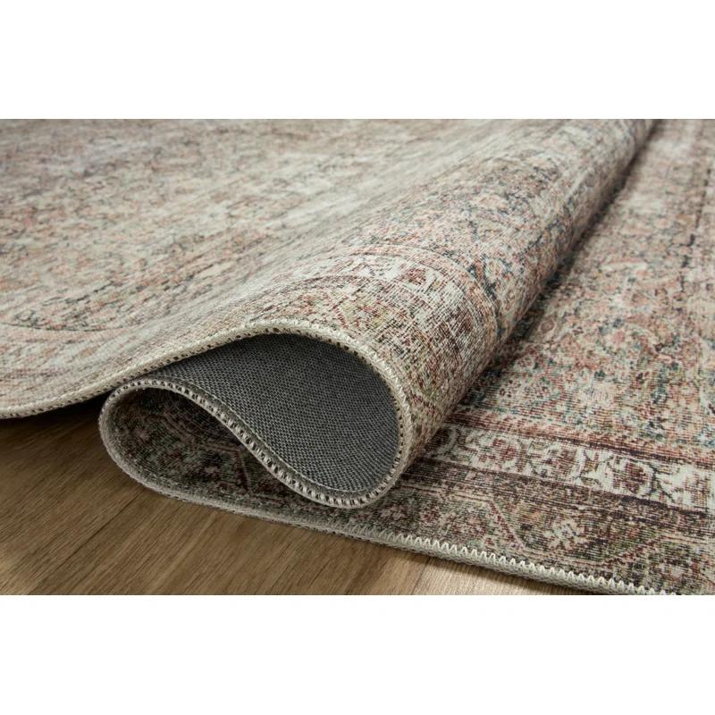 Jules Oriental Power Loomed Polyester Area Rug in Ink / Terracotta