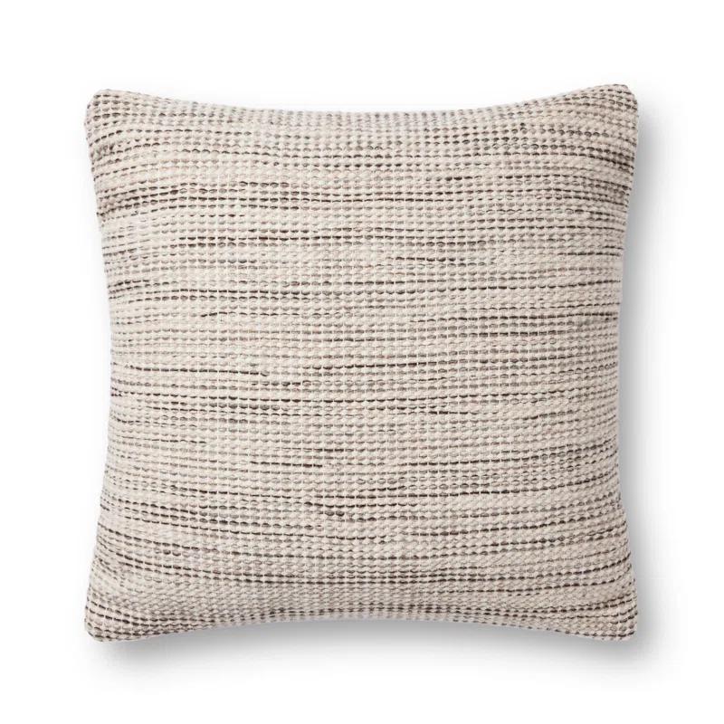 Natural and Gray Cotton Wool Blend Square Throw Pillow