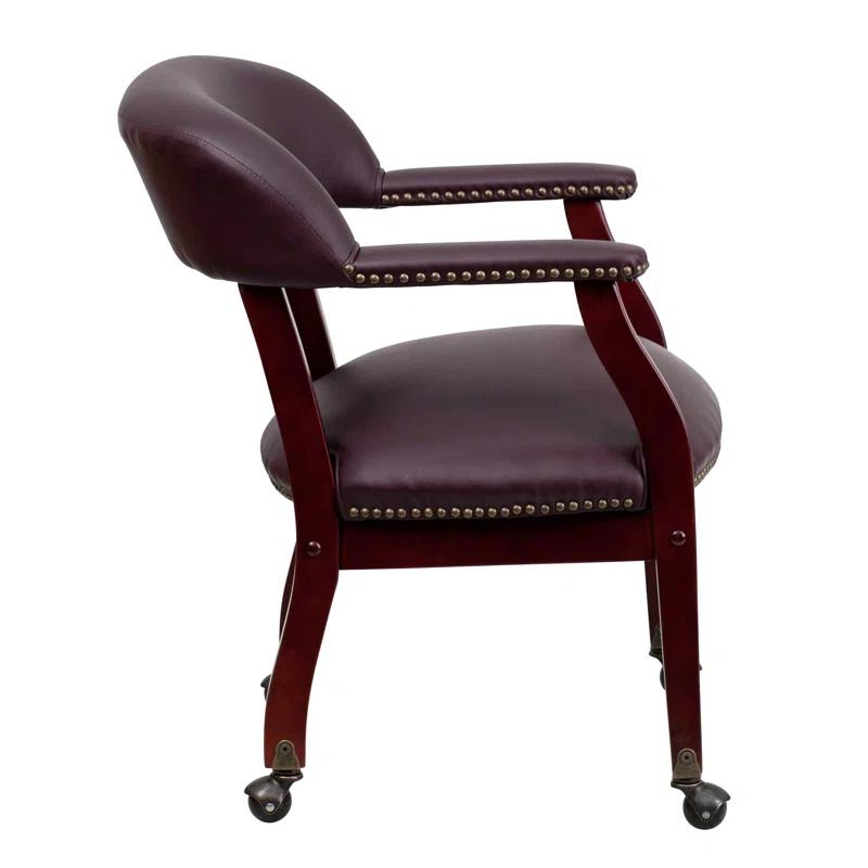 Leather Seat Waiting Room Chair with Wood Frame