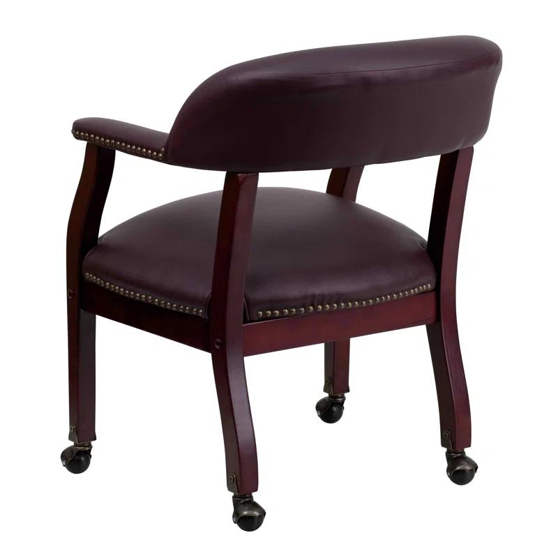 Leather Seat Waiting Room Chair with Wood Frame