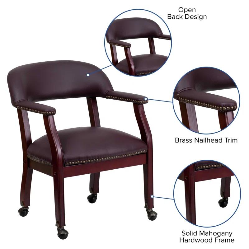 Leather Seat Waiting Room Chair with Wood Frame