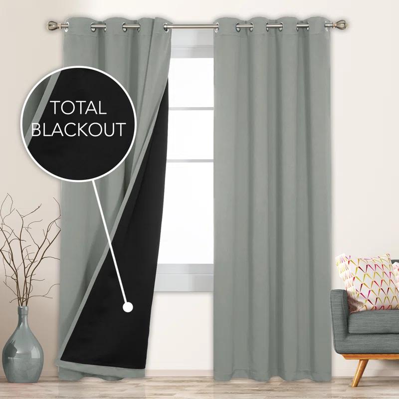 Deconovo Deconovo 100 Percent Blackout with Liner Grommet Curtain Panel Pair (Set of 2)