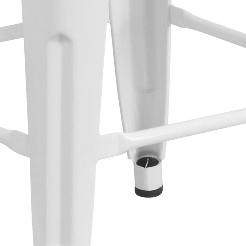 Flash Furniture Margherite 30" High Backless Metal Barstool with Square Wood Seat