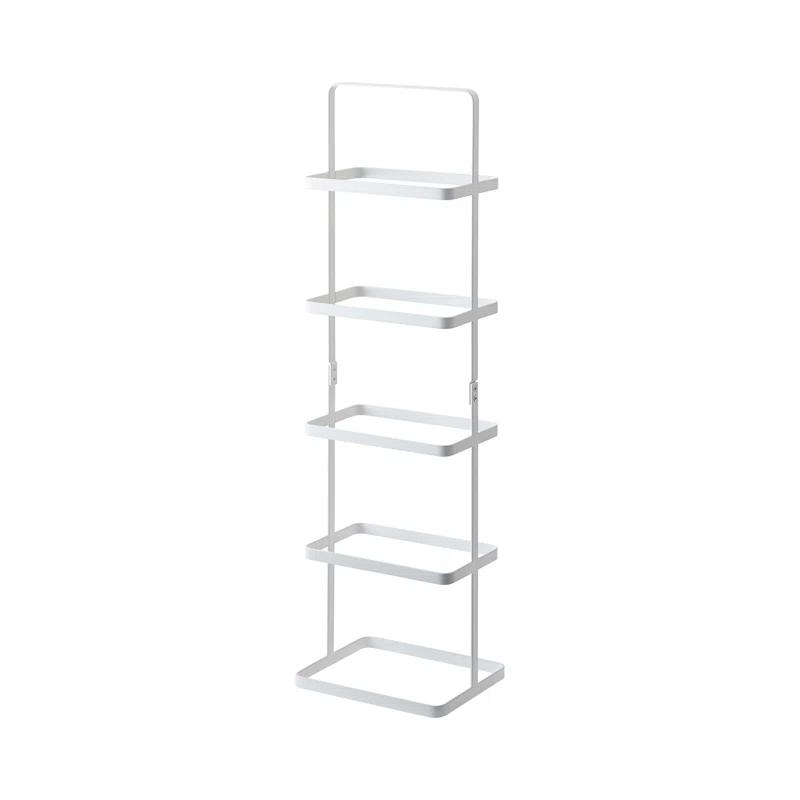 Compact White Metal Shoe Rack, Stackable, 5-Pair Capacity with Handle