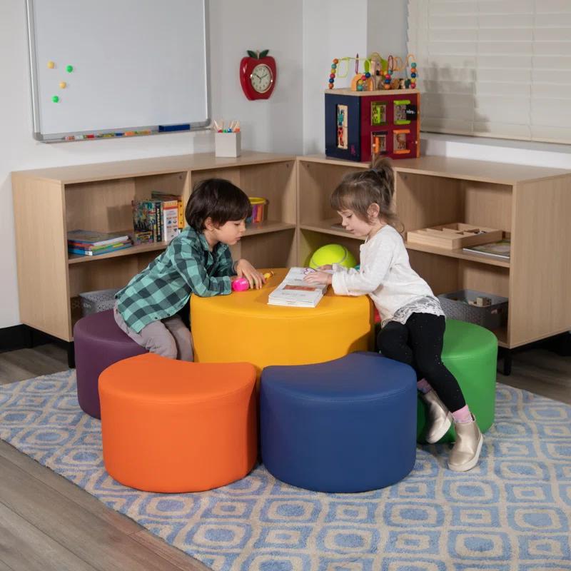 Flash Furniture Nicholas Flexible Learning Modular Soft Seating Circle Ottoman for Classrooms and Common Spaces