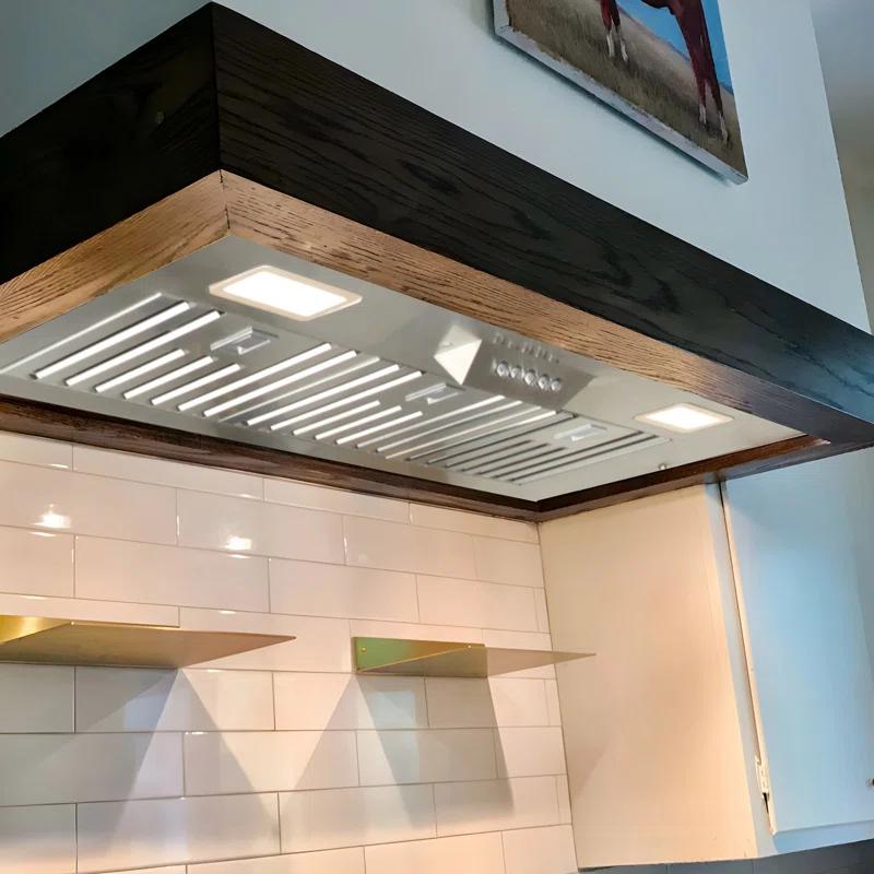 Range Hood Insert/Built-In 36 Inch, 6'''' Duct 3-Speeds 600 CFM Stainless Steel Vent Hood With LED Lights