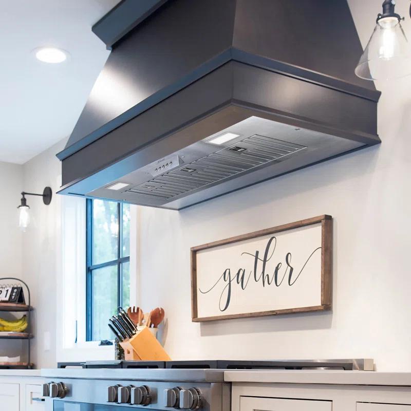 Range Hood Insert/Built-In 36 Inch, 6'''' Duct 3-Speeds 600 CFM Stainless Steel Vent Hood With LED Lights
