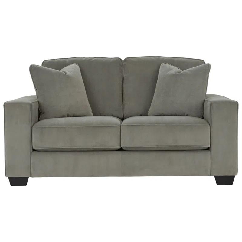 Contemporary Gray Fabric 68" Stationary Loveseat with Pillow Back