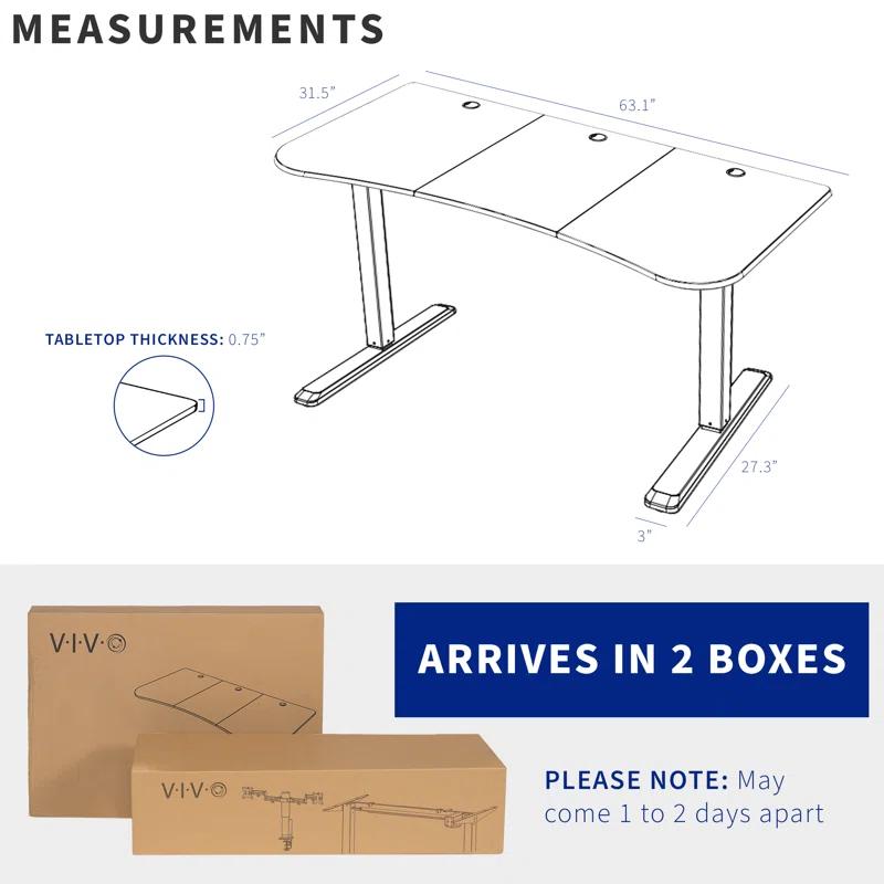 VIVO 63" x 32" Electric Stand Up Desk with Motorized Dual Monitor Mount, DESK-KIT-SET1B