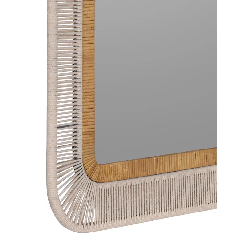 Nikole Casual Coastal Rectangular Taupe Wall Mirror