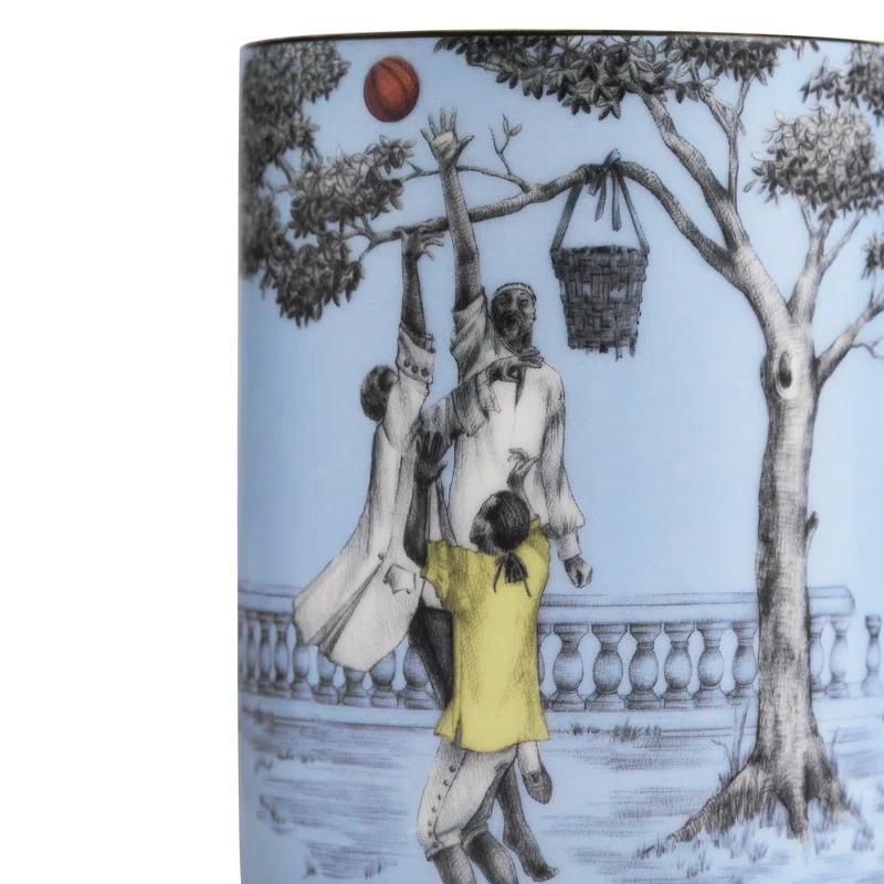 Blue Ceramic Basketball Scene Maximalist Mug
