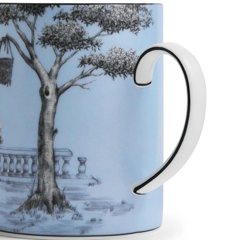 Blue Ceramic Basketball Scene Maximalist Mug