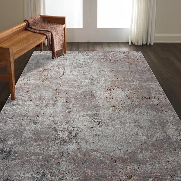 Modern Abstract Speckled Gray 5' x 7' Synthetic Area Rug