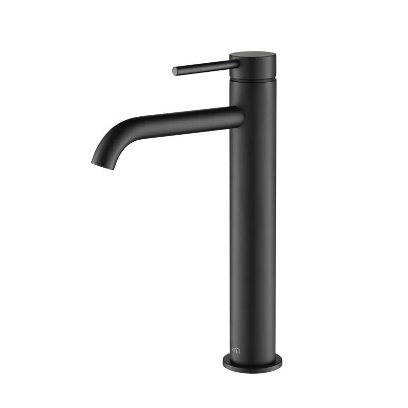 Elegant Matte Black Lead-Free Brass Vessel Sink Faucet with Pop-Up Drain