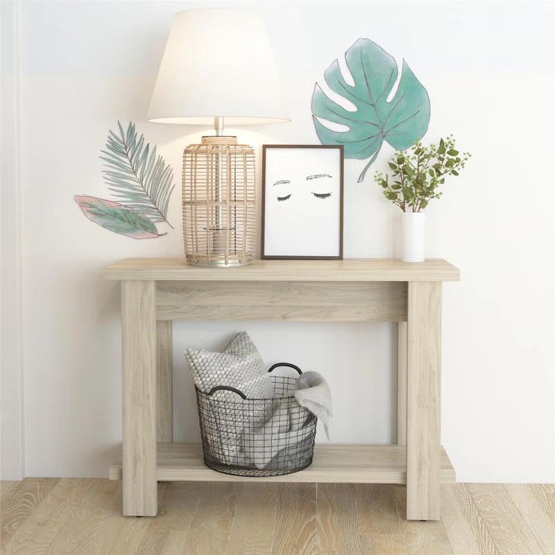 Sophisticated Light Walnut Console Table with Spacious Storage