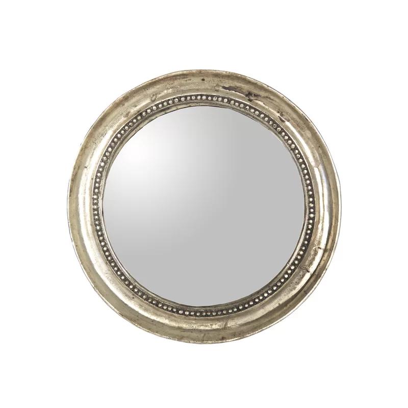 Angelika Distressed Silver Convex Wall Mirror 10.25"