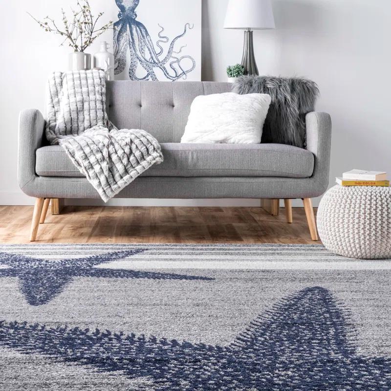 Thomas Paul Thomas Paul Starfish and Striped Gray Rug