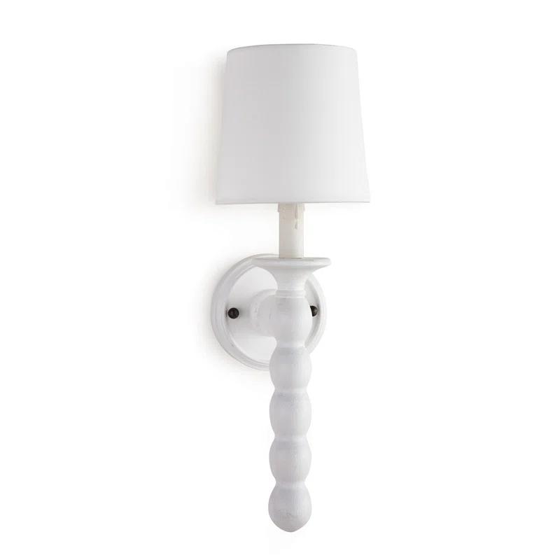 White and Blackened Steel Linen Shade Dimmable Sconce
