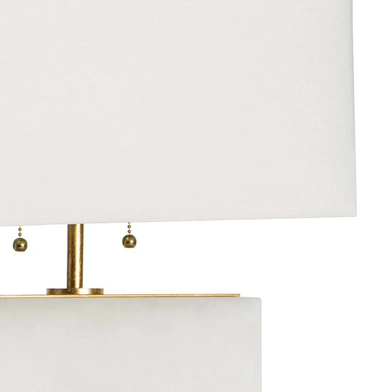 Ali Alabaster and Linen 3-Way Switch Table Lamp