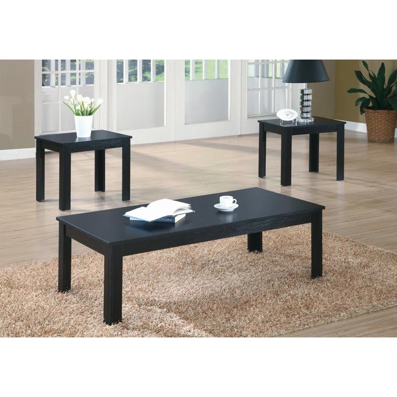 Transitional Black Oak 3-Piece Coffee & End Table Set