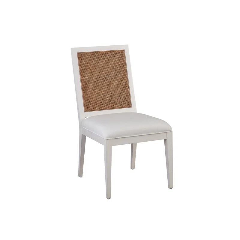 Tides Linen-White Upholstered Side Chair with Cane Back
